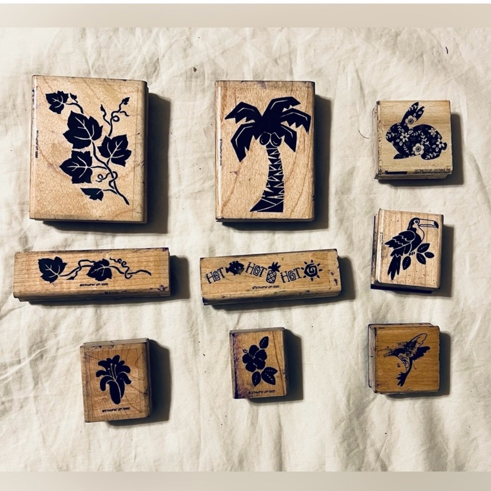 Wooden Stamps Trees Plants Flowers Animals Arts Crafts School New Gently Used